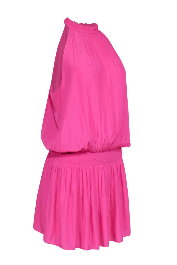 Current Boutique-Ramy Brook - Pink Ruffled Trim Mock Neck Dropped Waist Dress Sz S