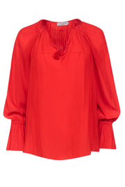 Current Boutique-Ramy Brook - Red Tie V-Neckline Long Sleeve Blouse Sz S