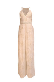 Current Boutique-Ranna Gill - White Cotton Eyelet Halter Jumpsuit Sz M