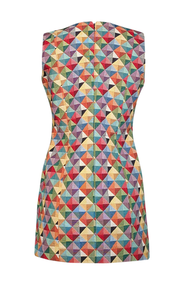 Current Boutique-Raquel Orozco - Red & Multi Color Geometric Print Dress Sz M