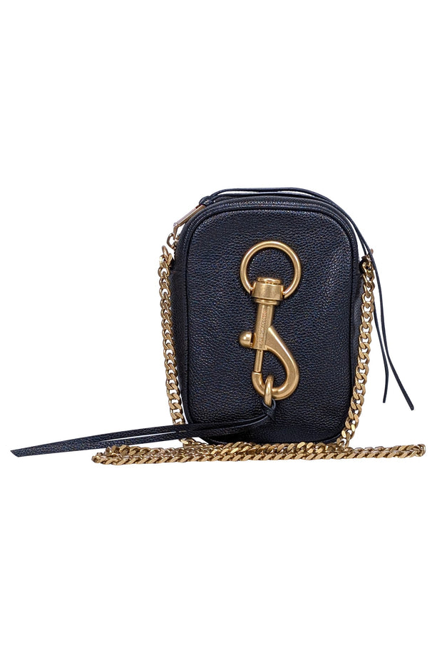 Current Boutique-Rebecca Minkoff - Black Pebbled Leather Crossbody Bag w/ Large Hook Front Detail