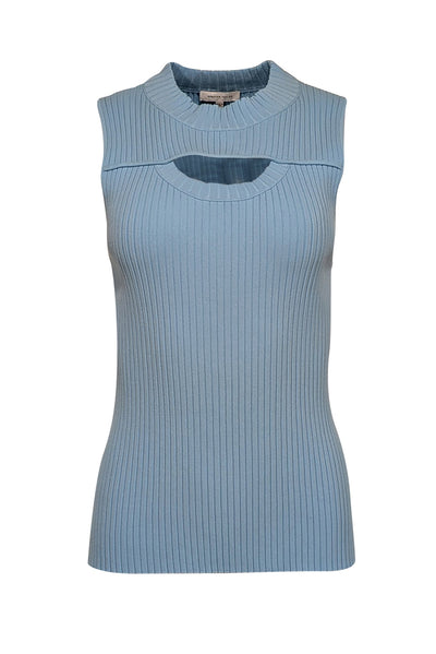 Current Boutique-Rebecca Taylor - Baby Blue Cutout Ribbed Knit Top Sz L