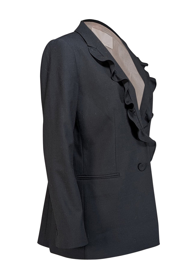 Current Boutique-Rebecca Taylor - Black Ruffle Trim Blazer Sz 10