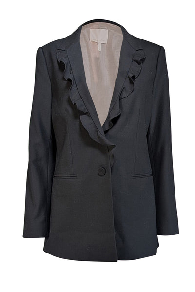 Current Boutique-Rebecca Taylor - Black Ruffle Trim Blazer Sz 10