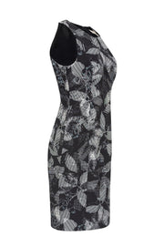 Current Boutique-Rebecca Taylor - Black w/ White Abstract Floral Print Sheath Dress Sz 6