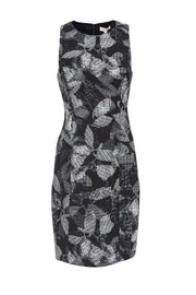 Current Boutique-Rebecca Taylor - Black w/ White Abstract Floral Print Sheath Dress Sz 6