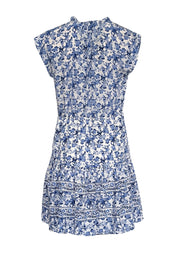 Current Boutique-Rebecca Taylor - Blue & White Floral Print Cap Sleeve Dress Sz 2