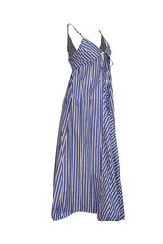 Current Boutique-Rebecca Taylor - Blue & White Striped Cotton Midi Dress w/ Bust Cut-Out Sz 4