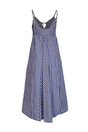 Current Boutique-Rebecca Taylor - Blue & White Striped Cotton Midi Dress w/ Bust Cut-Out Sz 4