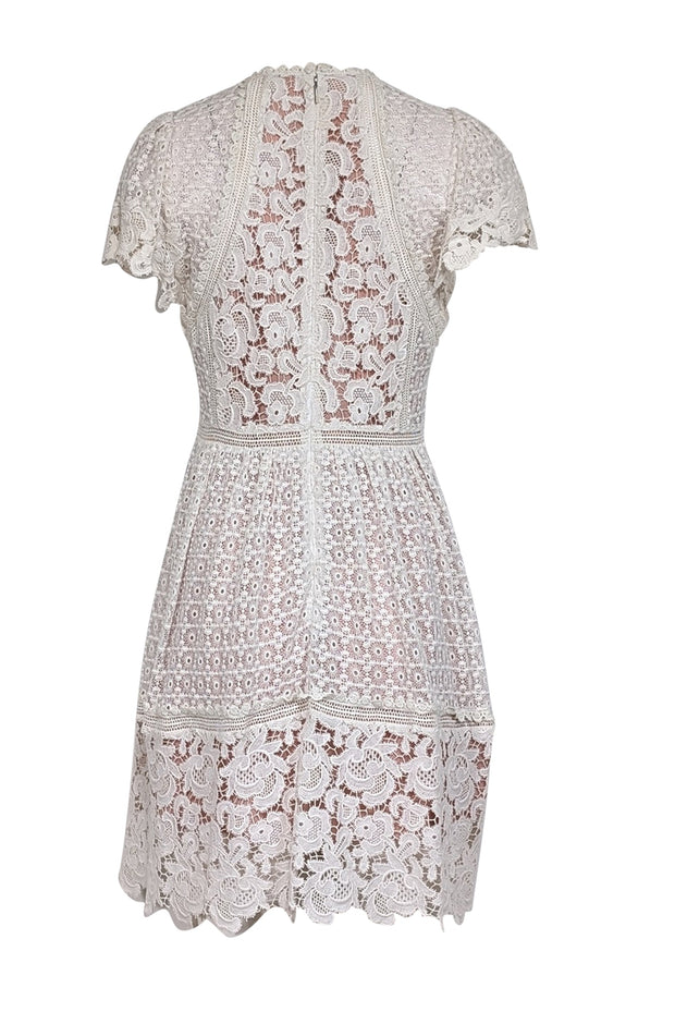 Current Boutique-Rebecca Taylor - Ivory Lace Dress w/ Beige Lining Sz 4