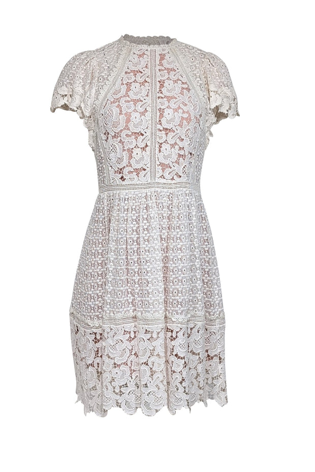 Current Boutique-Rebecca Taylor - Ivory Lace Dress w/ Beige Lining Sz 4