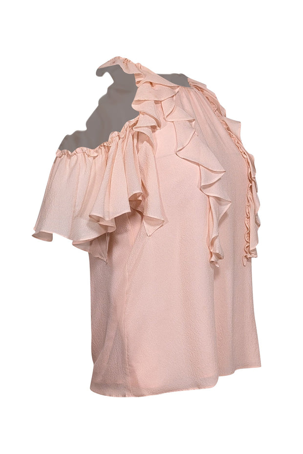 Current Boutique-Rebecca Taylor - Light Pink Silk Cold Shoulder Top Sz 6