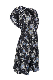 Current Boutique-Rebecca Taylor - Navy w/ Blue, Purple, & White Paisley Print Silk Blend Dress Sz 2