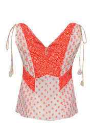 Current Boutique-Rebecca Taylor - Orange & Cream Paisley Print Tank Sz XS