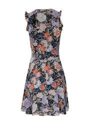 Current Boutique-Rebecca Taylor - Purple, Pink, Blue, & Brown Floral Print Silk Dress Sz 0