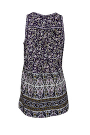 Current Boutique-Rebecca Taylor - Purple w/ White & Gold Paisley Print Sleeveless Top Sz 0