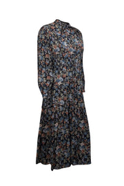 Current Boutique-Rebecca Taylor - Washed Black w/ Multicolor Floral Print Cotton Midi Dress Sz M