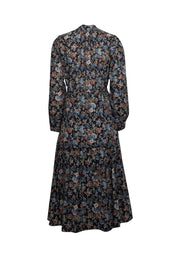 Current Boutique-Rebecca Taylor - Washed Black w/ Multicolor Floral Print Cotton Midi Dress Sz M