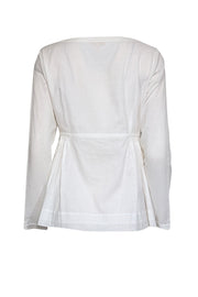 Current Boutique-Rebecca Taylor - White Pleated Waist Tie Front Top Sz M