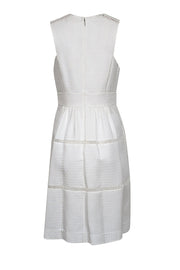 Current Boutique-Rebecca Taylor - White Sleeveless Jacquard V-Neckline Dress Sz 8