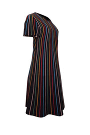 Current Boutique-Red Valentino - Black w/ Multicolor Stripe Knit Dress Sz L