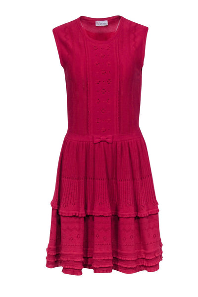 Current Boutique-Red Valentino - Dark Pink Sleeveless Tiered Dress Sz M