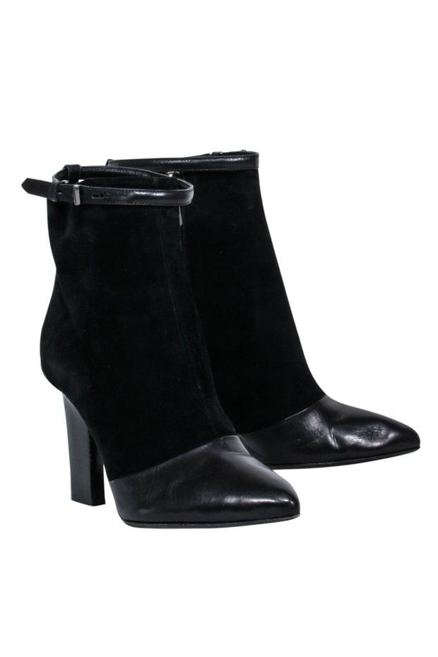 Current Boutique-Reed Krakoff - Black Suede Short Boots w/ Leather Toe Detail Sz 6.5