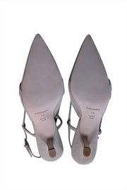 Current Boutique-Reformation - Beige Suede Strappy Kitten Heel Sz 7.5