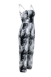 Current Boutique-Reformation - Black & Cream Print Linen Jumpsuit Sz 4