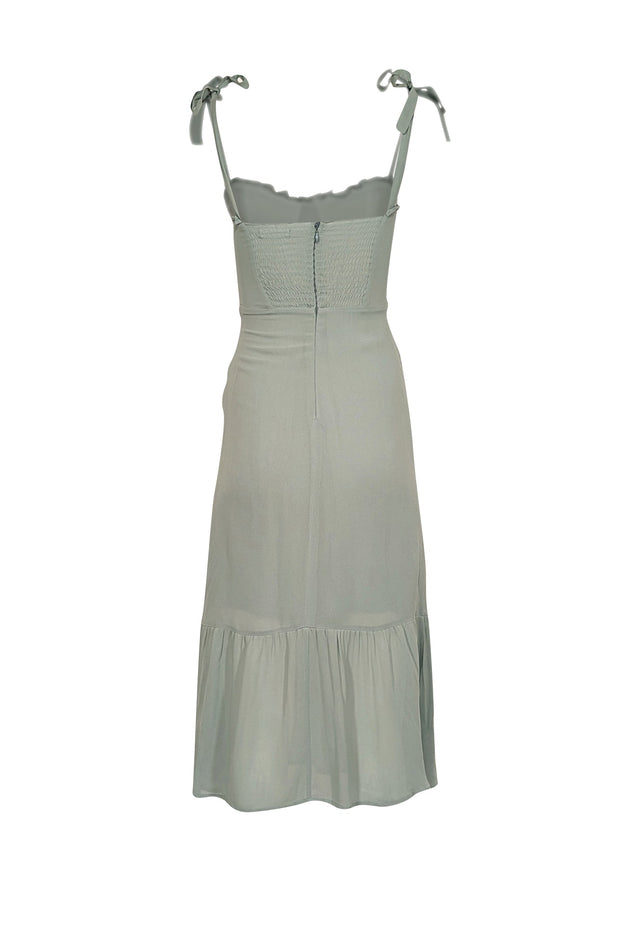 Current Boutique-Reformation - Celadon Green Tie-Shoulder Midi Dress Sz 0P