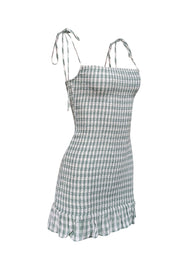 Current Boutique-Reformation - Green & White Gingham Smocked Dress Sz XS