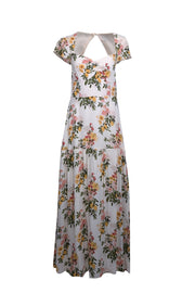 Current Boutique-Reformation - Ivory w/ Yellow Floral Print Open Back Midi Dress Sz 10