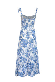 Current Boutique-Reformation - White & Blue Floral Sleeveless Dress Sz 6