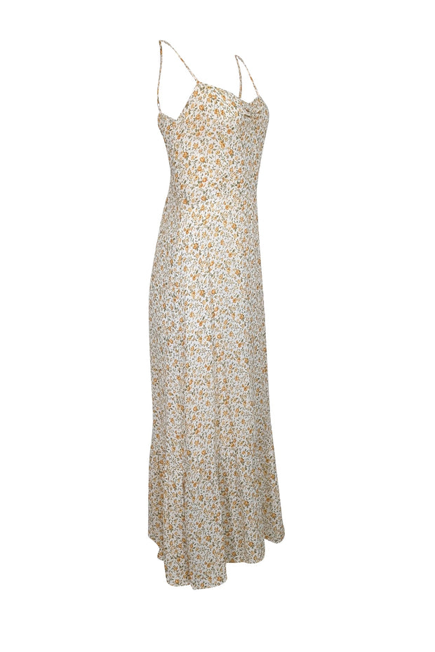 Current Boutique-Reformation - White w/ Yellow & Green Floral Print Sleeveless Midi Dress Sz 8