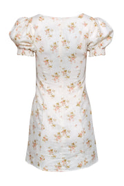 Current Boutique-Reformation - Yellow Floral Print Mini Dress w/ Sweetheart Neckline Sz 2