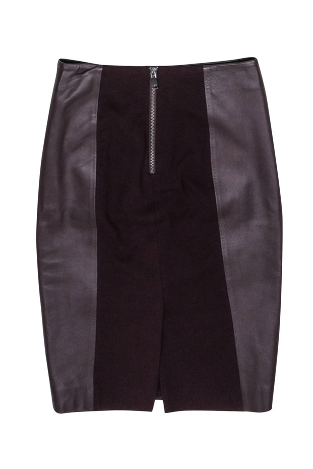 Current Boutique-Reiss - Berry Leather Paneled Pencil Skirt Sz 4