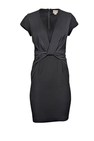 Current Boutique-Reiss - Black Cap Sleeve Knee Length Cocktail Dress Sz 2