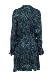 Current Boutique-Reiss - Black & Green Snake Skin Print Button Front Dress Sz 10