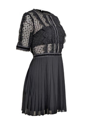 Current Boutique-Reiss - Black Lace Plated Bottom Dress Sz 6