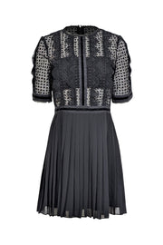 Current Boutique-Reiss - Black Lace Plated Bottom Dress Sz 6