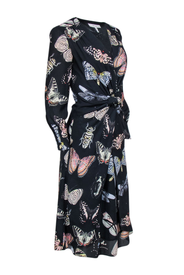 Current Boutique-Reiss - Black Multi Color Butterfly Knot Front Dress Sz 2