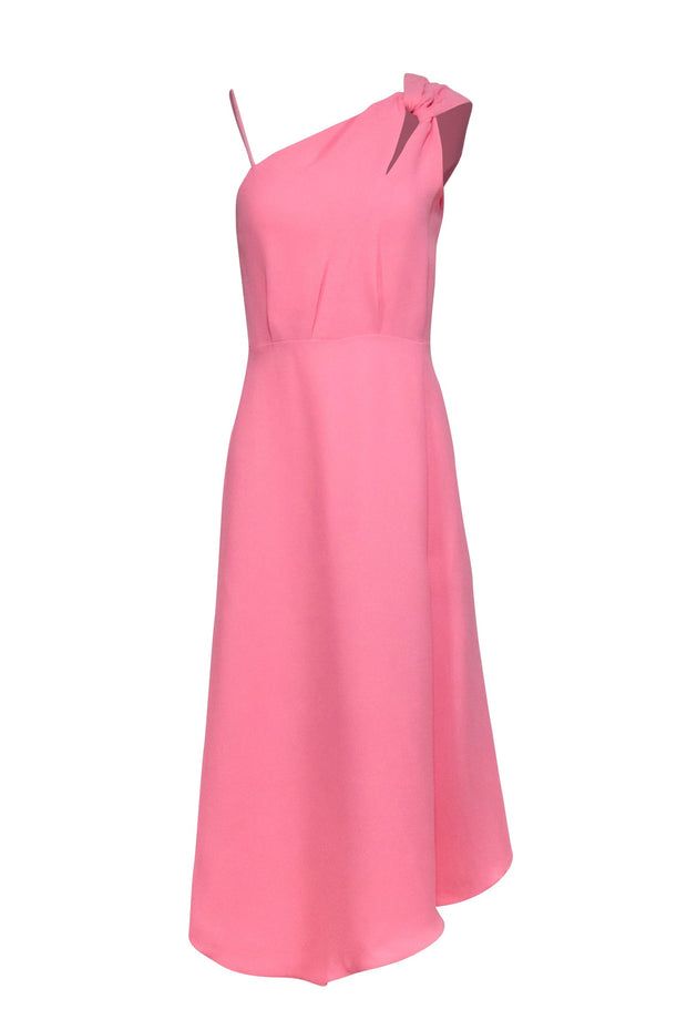 Current Boutique-Reiss - Coral Pink One Shoulder Midi Cocktail Dress Sz 2