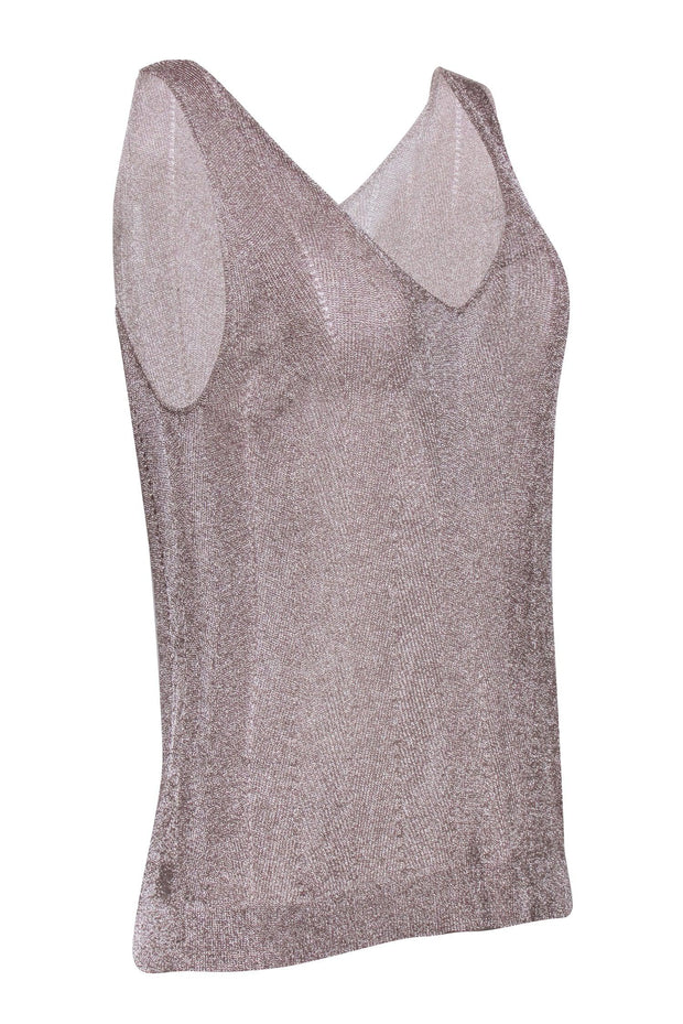 Current Boutique-Reiss - Metallic Beige Knit Tank Sz L