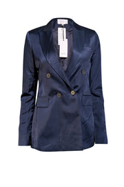 Current Boutique-Reiss - Navy Satin Double Breasted Button Blazer Sz 2