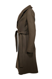 Current Boutique-Reiss - Olive Wool Blend Belted A-Line Coat Sz 2