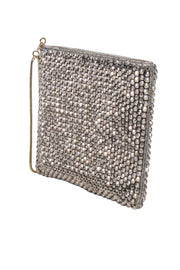 Current Boutique-Reiss - Silver Beaded Zip Top Clutch