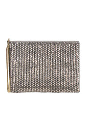 Current Boutique-Reiss - Silver Beaded Zip Top Clutch