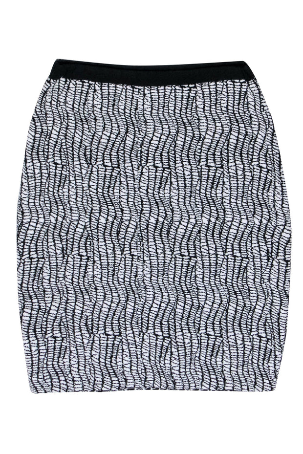 Current Boutique-Reiss - White & Black Print Stretch Knit Skirt Sz 10