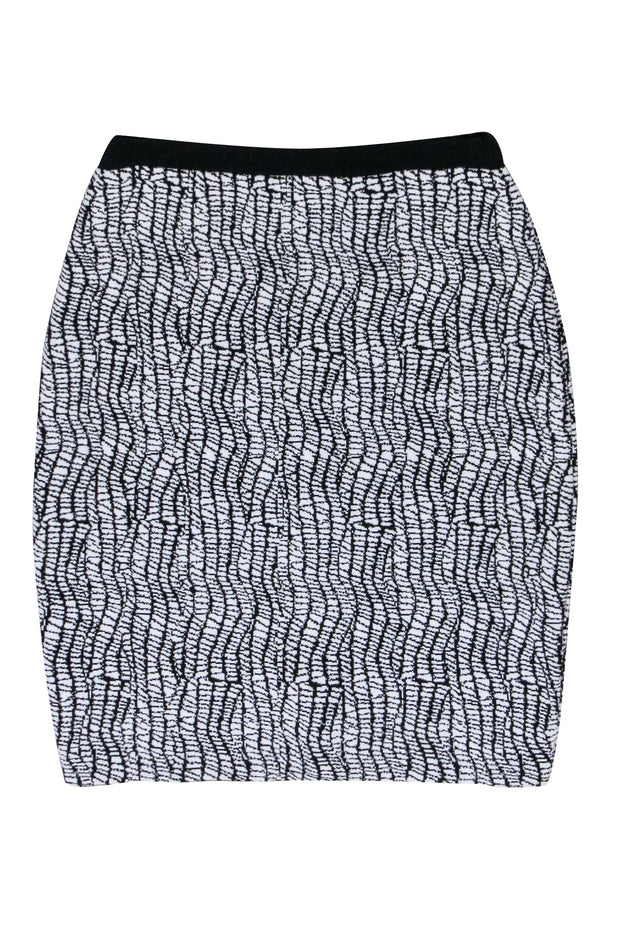 Current Boutique-Reiss - White & Black Print Stretch Knit Skirt Sz 10