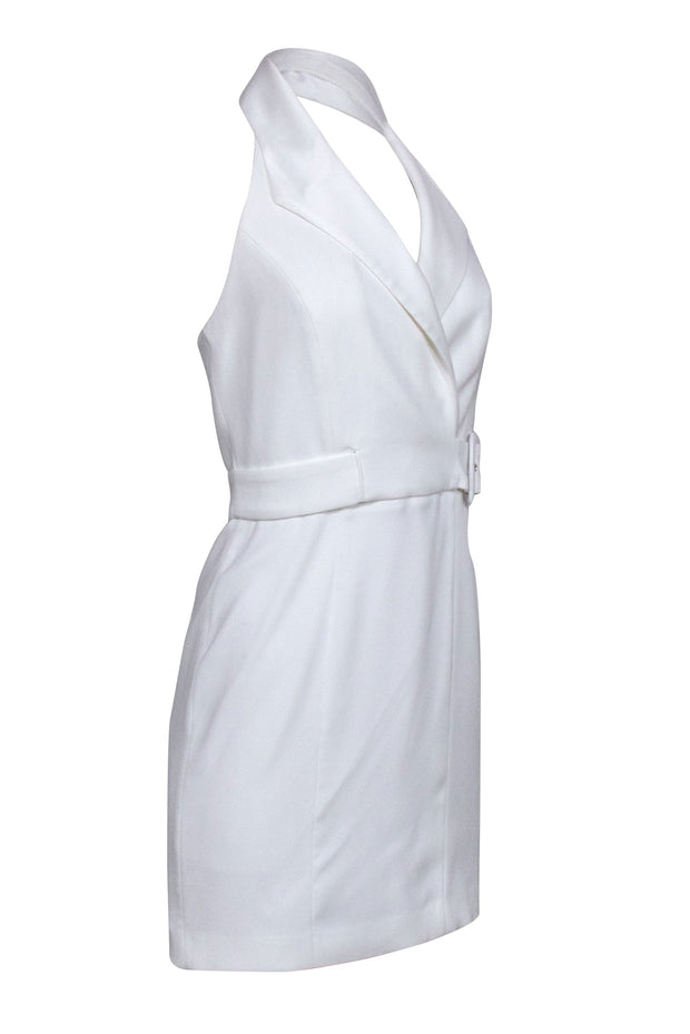 Current Boutique-Reiss - White Faux Wrap Halter Mini Dress Sz 4